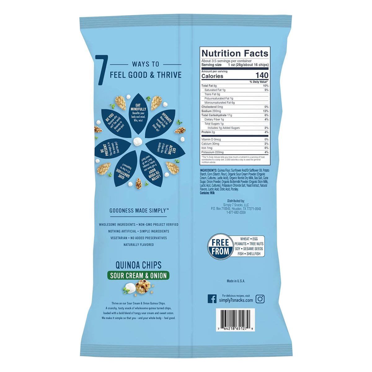 Simply 7 Quinoa Chips Sour Cream and Onion 99 g