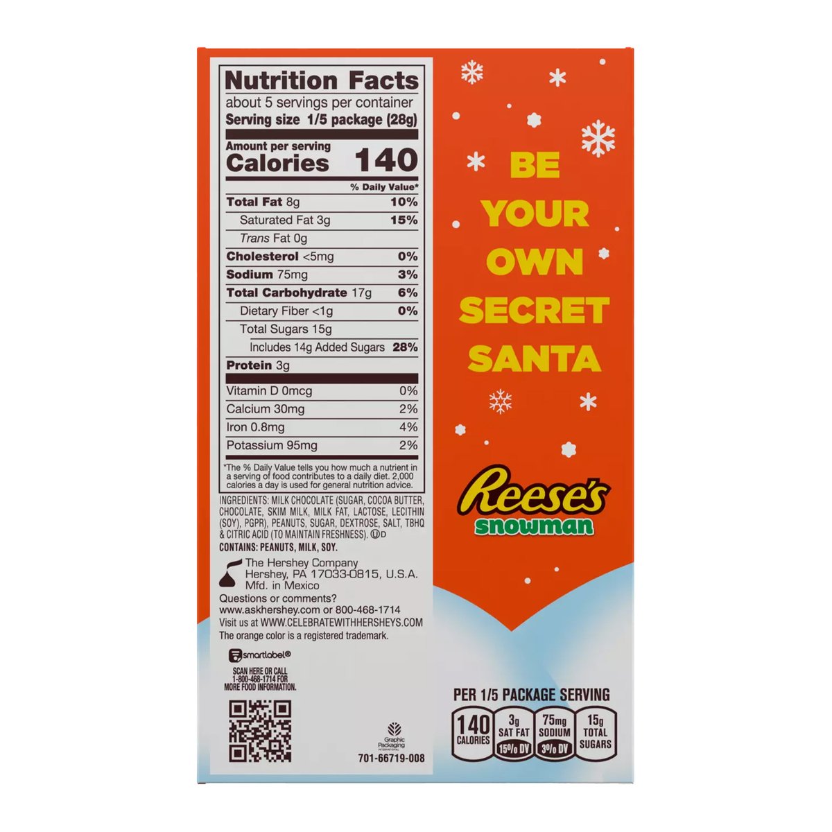 Reese's Snowman Milk Chocolate & Peanut Butter 141 g