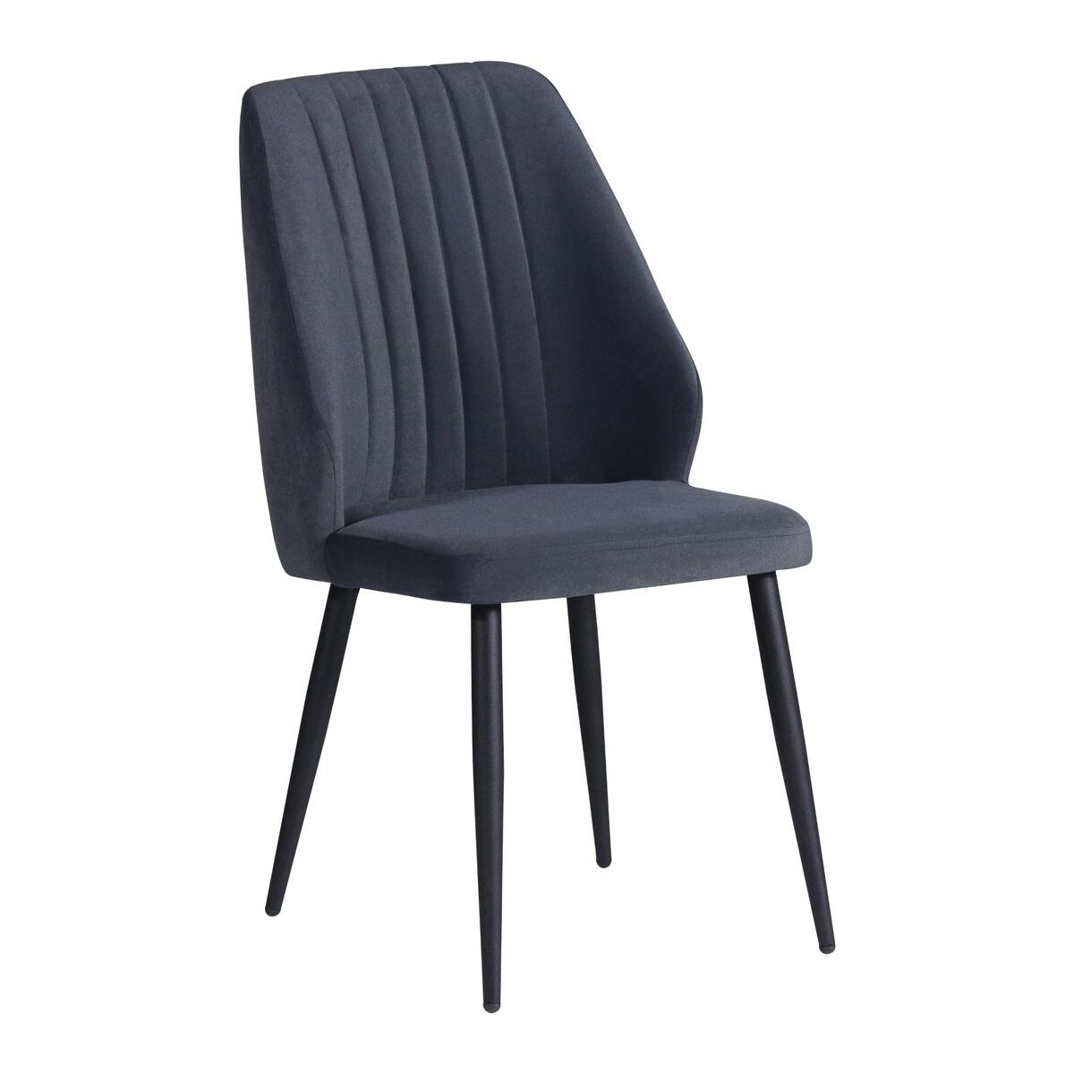 Home Canvas Riva Chair (Set of 2) Velvet Fabric - Leg Black Metal Blue TC09AN021S1