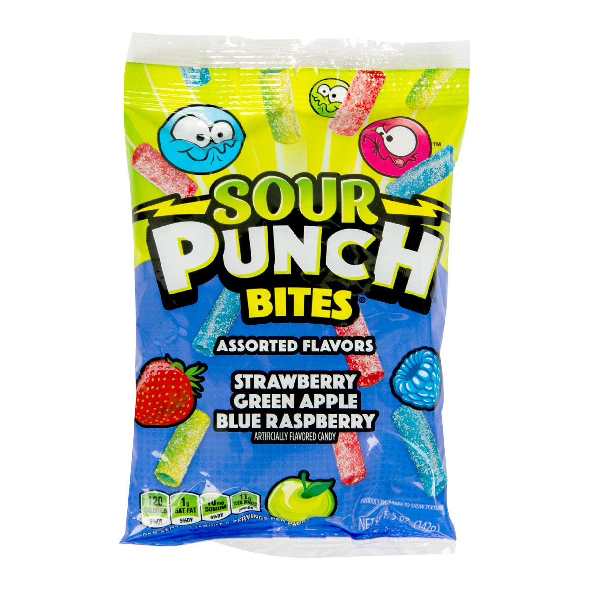 Sour Punch Bites Strawberry, Green Apple, Blue Raspberry 142 g