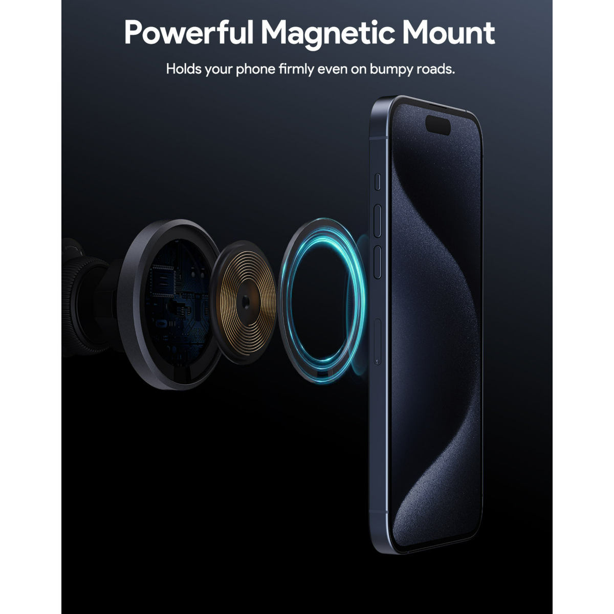 Aukey MagFusion Dash Qi2 Magnetic Fast Wireless Charging Phone Mount, HD-MC13