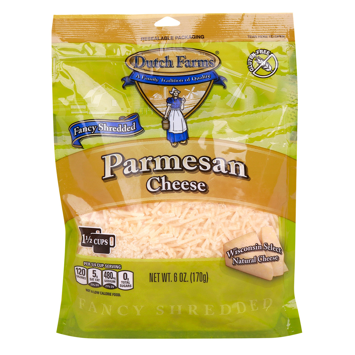 Dutch Farms Gluten Free Fancy Shredded Parmesan Cheese 170 g