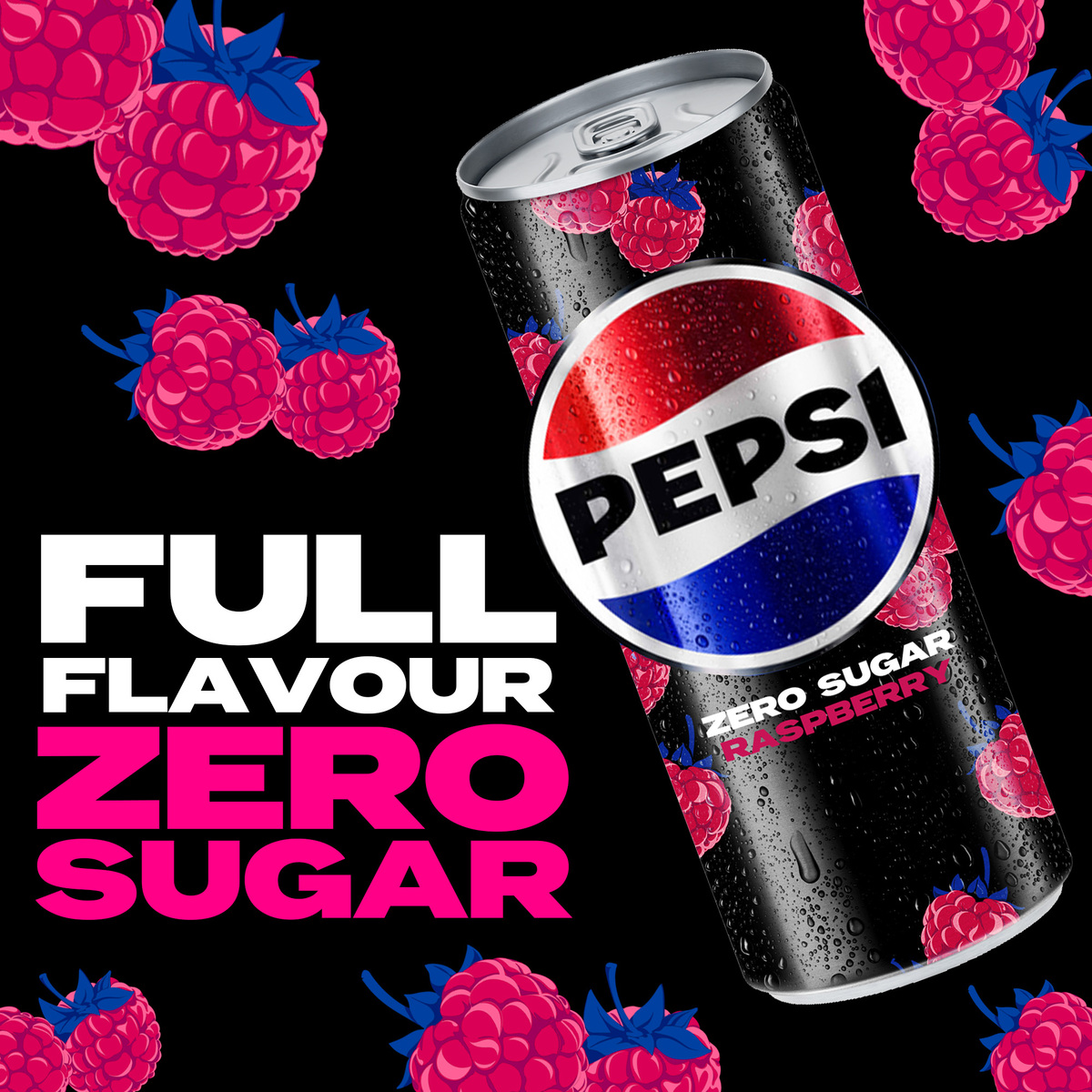 Pepsi Zero Raspberry Can Cola Beverage 6 x 330 ml