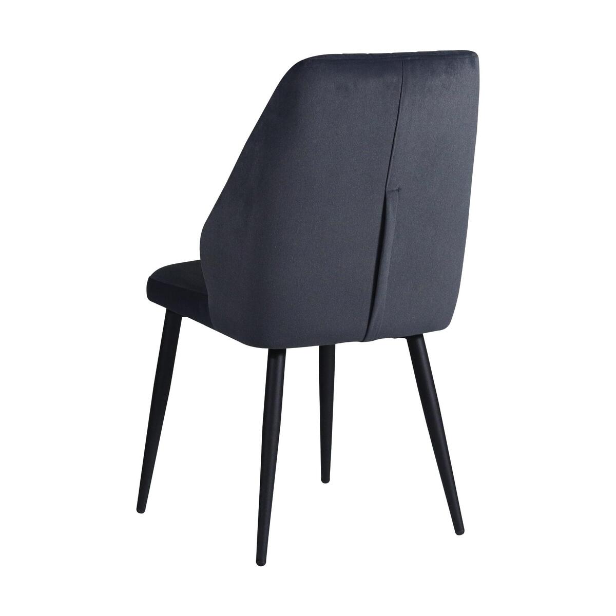 Home Canvas Riva Chair (Set of 2) Velvet Fabric - Leg Black Metal Blue TC09AN021S1