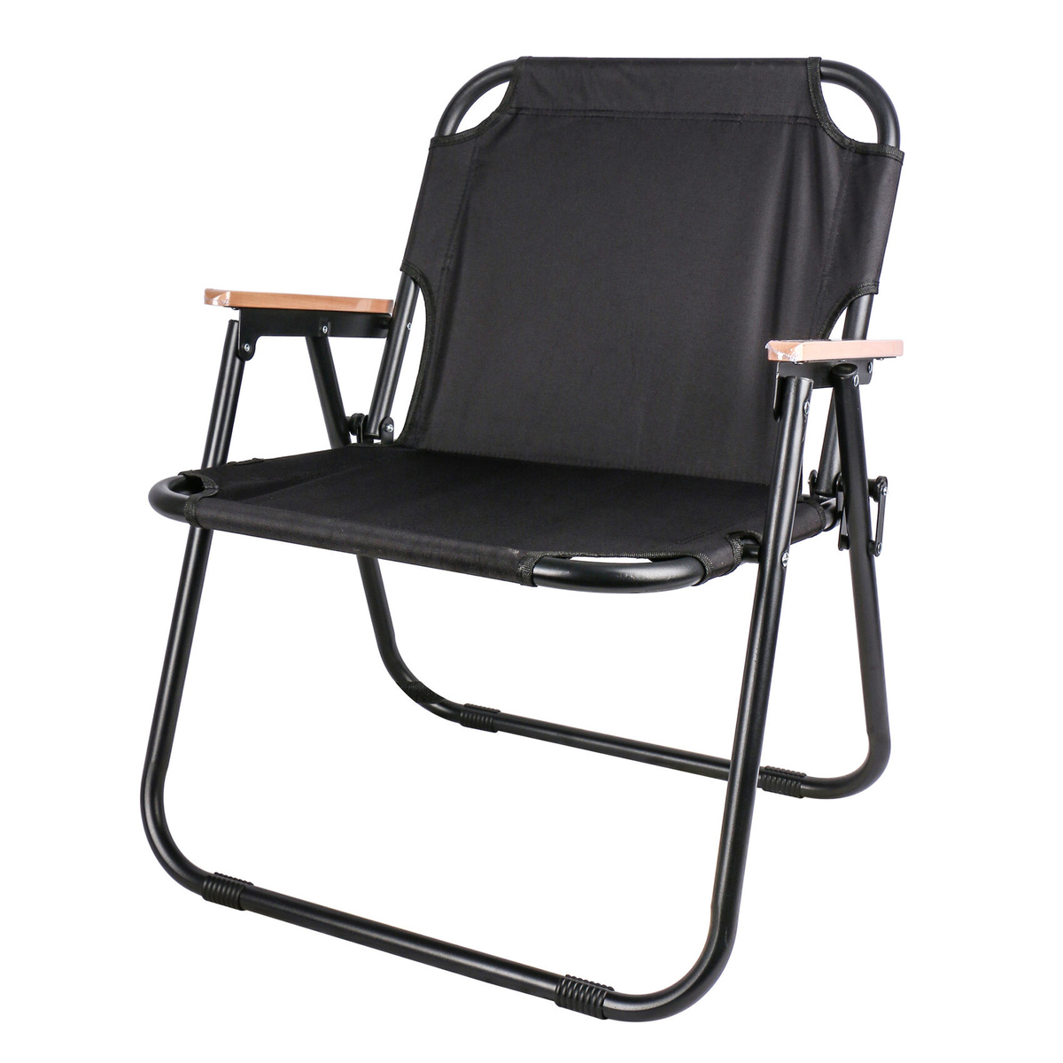 Campmate Foldable Camping Chair with Wooden Armrest, 58 x 8 x 58 cm, CM-7877