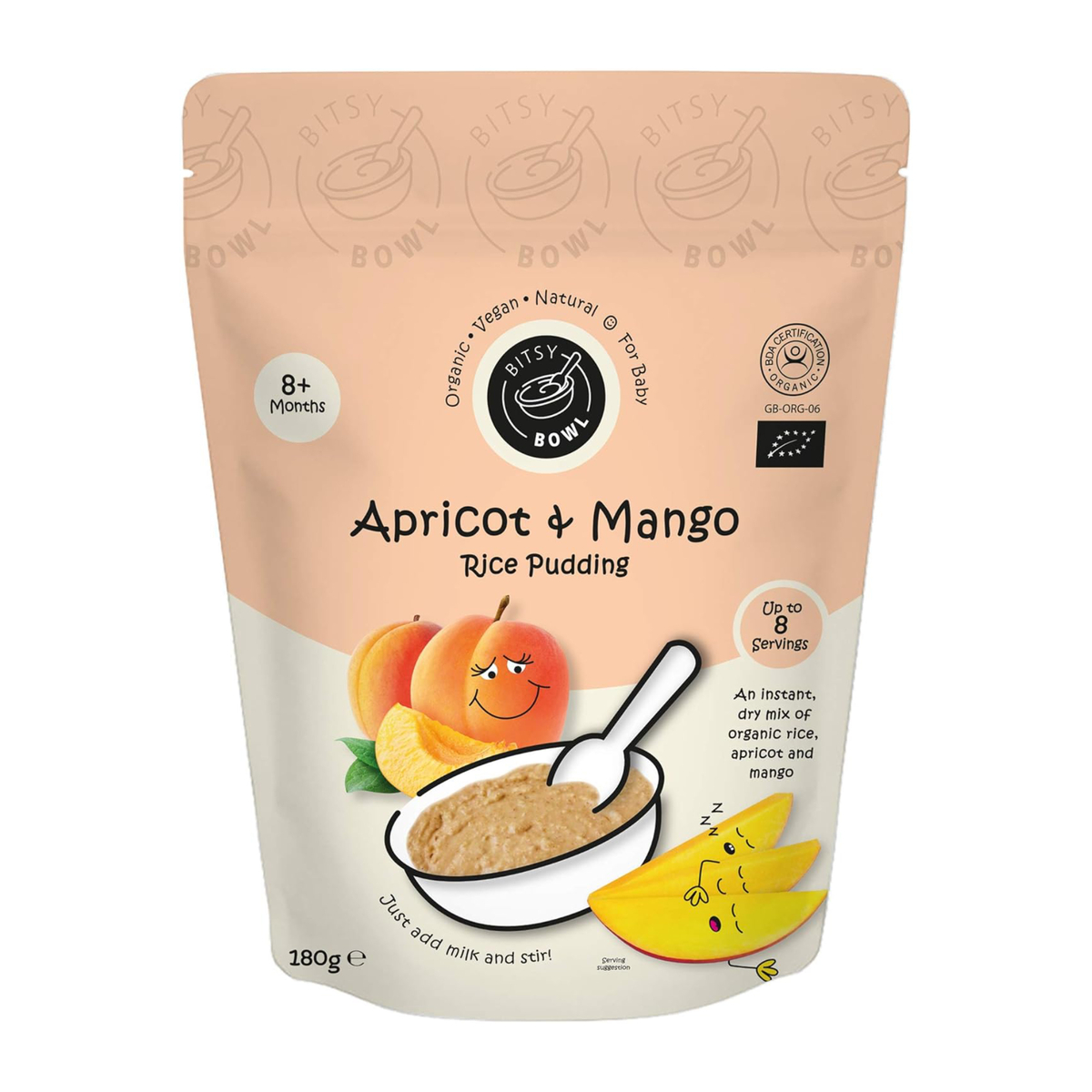 Bitsy Bowl Organic Rice Pudding Apricot & Mango 180 g