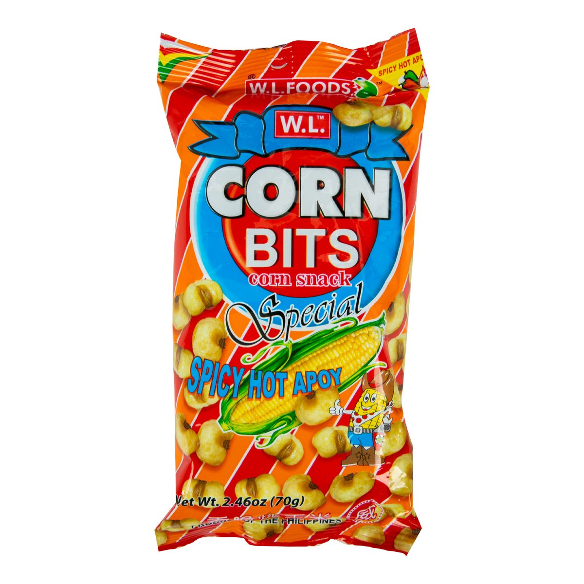 WL Foods Corn Bits Special Spicy Apoy Corn Snack 70 g