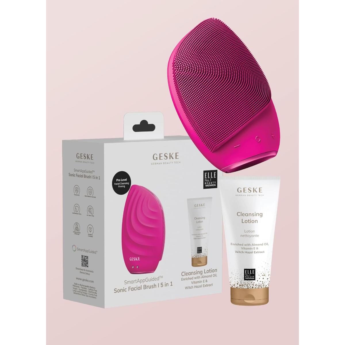 Geske Sonic Brush 5 in 1 Magenta + Cleansing Lotion