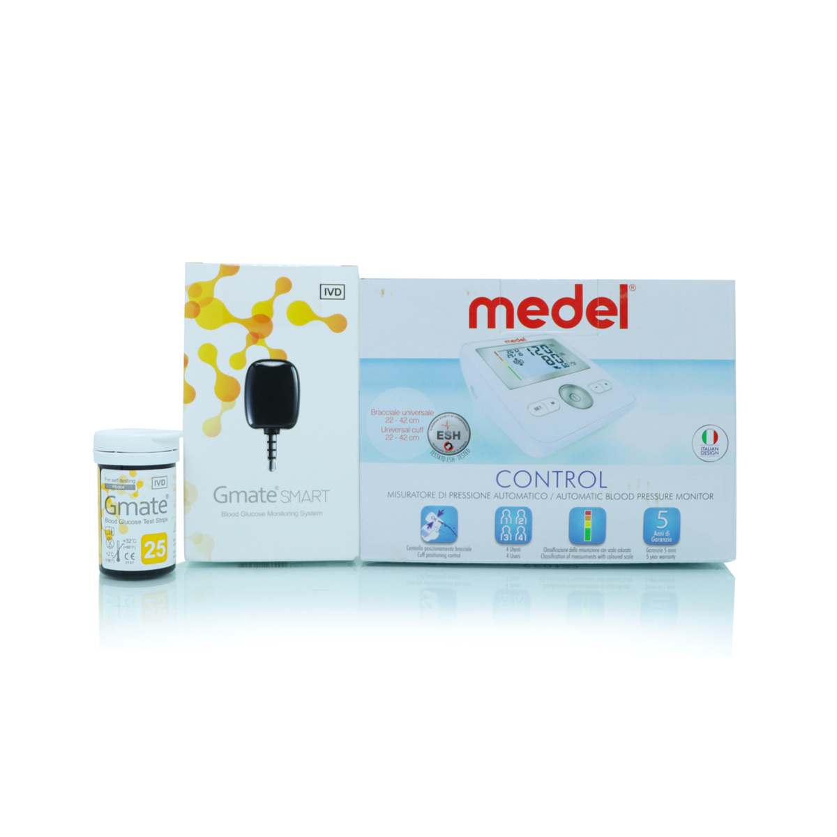 Medel Control Upper Arm BP Monitor, REF95142 + Gmate Glucose Monitor with Strip 25's