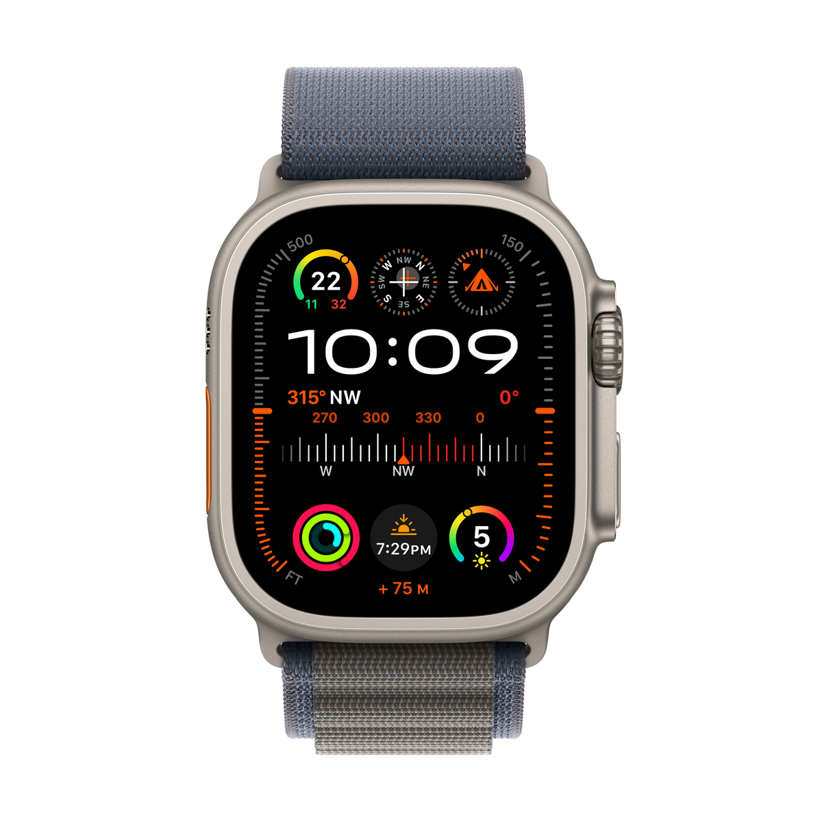 Apple Watch Ultra 2 GPS + Cellular, Titanium Case with Blue Alpine Loop, 49 mm, Large, MREQ3AE/A