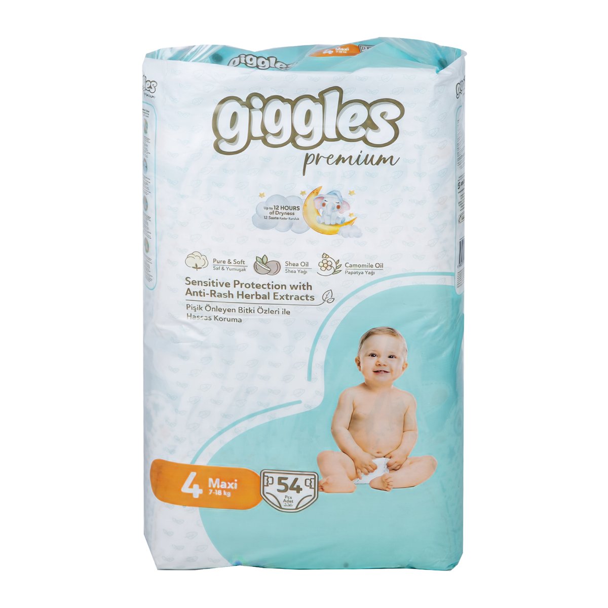 Giggles Premium Baby Diaper Maxi Size 4 7-18 kg 54 pcs