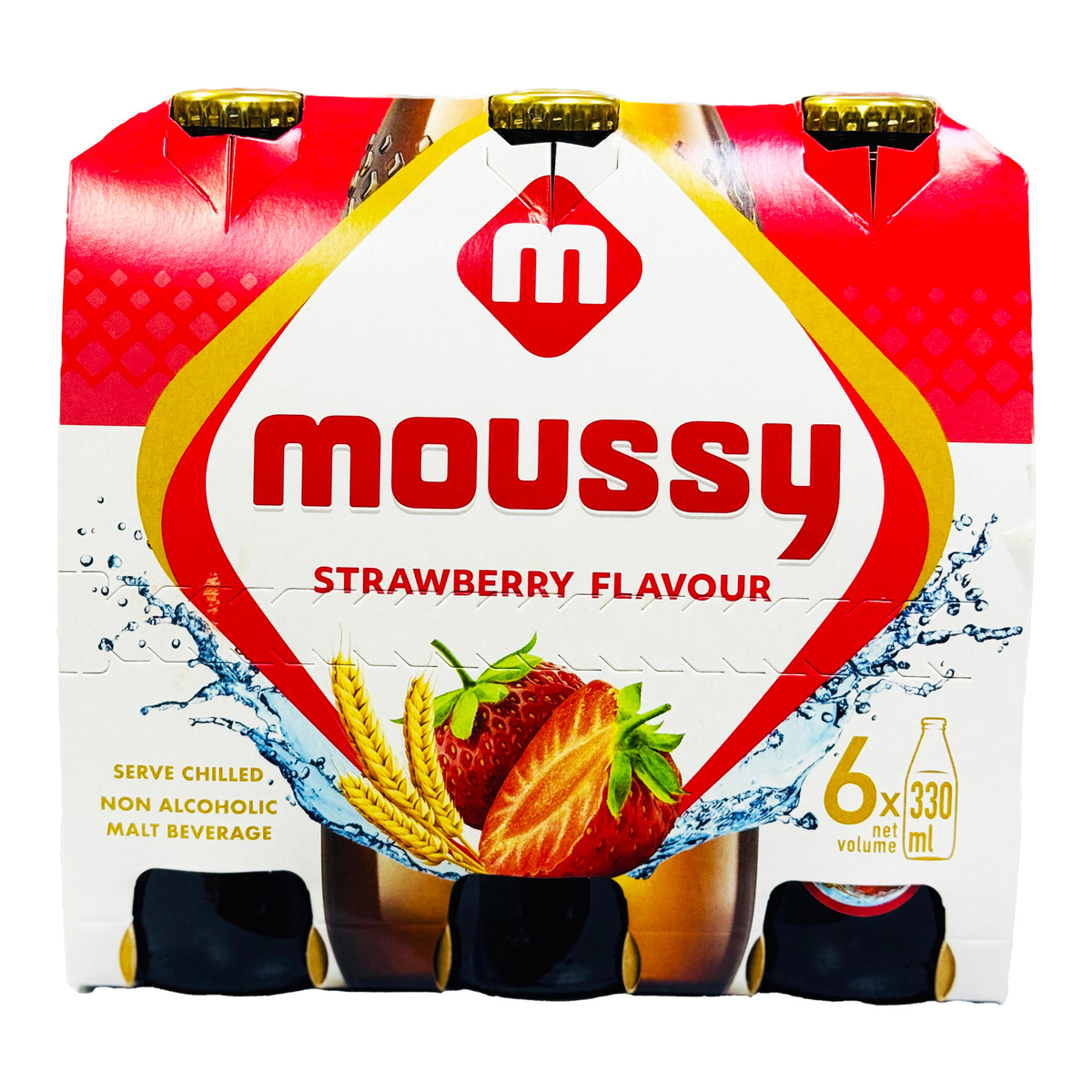 Moussy Non Alcoholic Malt Beverage Strawberry Flavour 330 ml 5+1