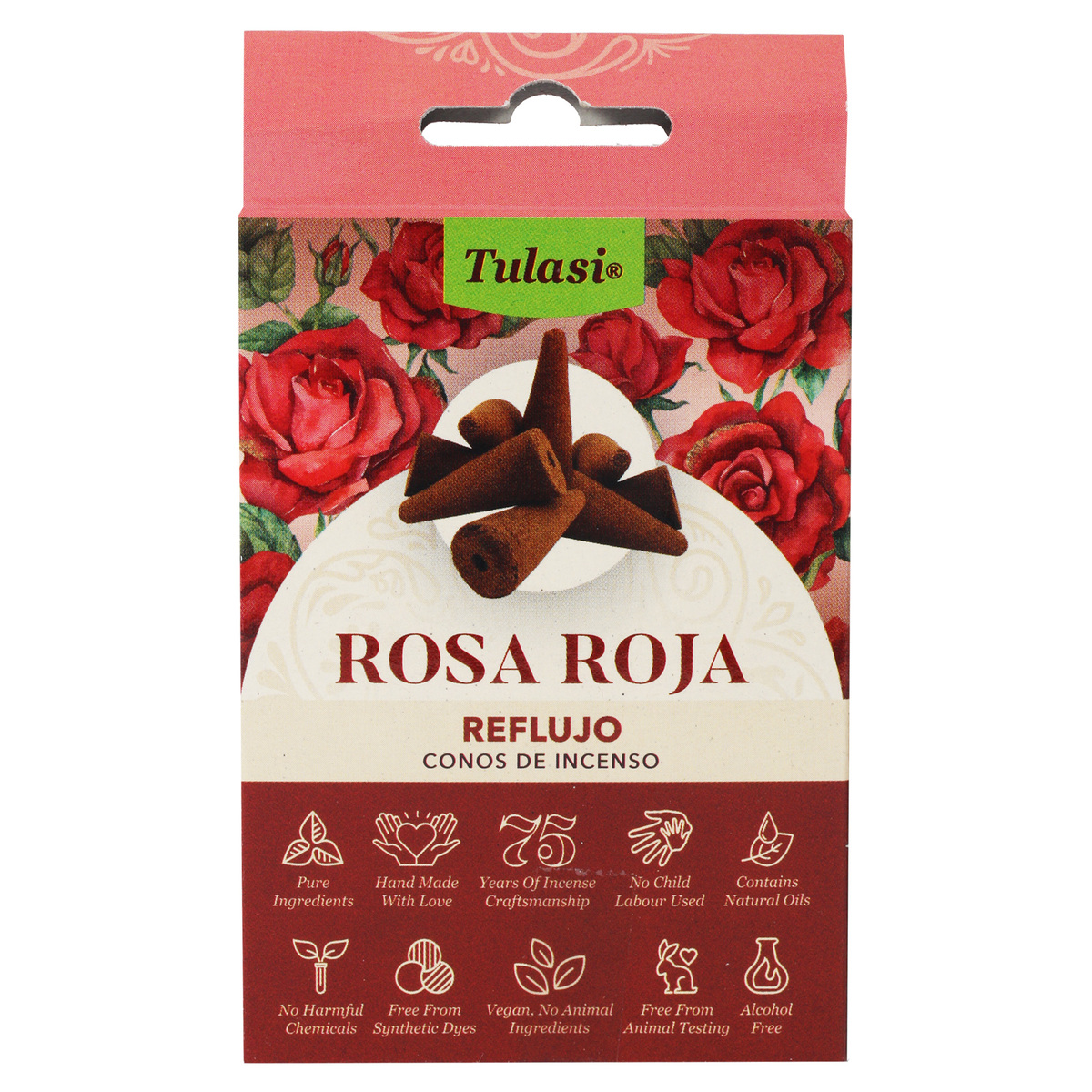 Tulasi Red Rose Incense Cones 10 pcs