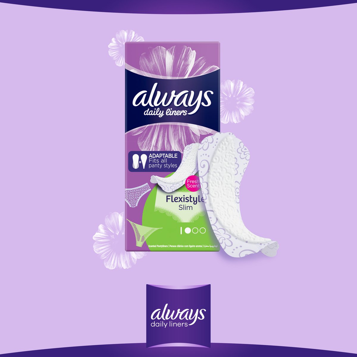 Always Daily Liners Multiform Pantyliners With Fresh Scent Normal 20pcs