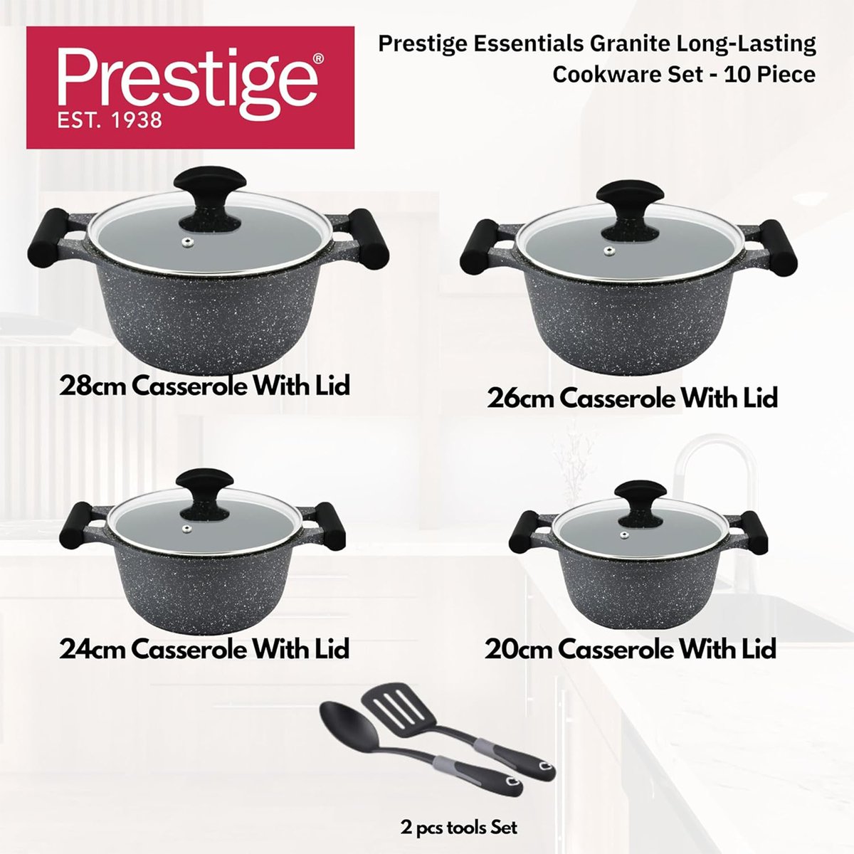 Prestige Granite Cookware Set 10 Pcs Black PR80997