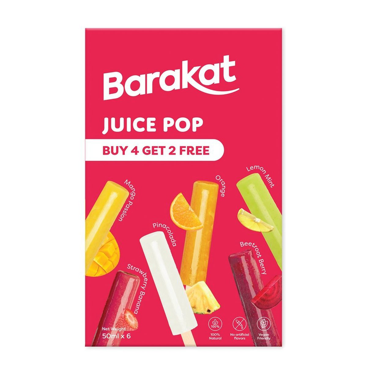 Barakat Juice Pop Assorted 6 x 50 ml