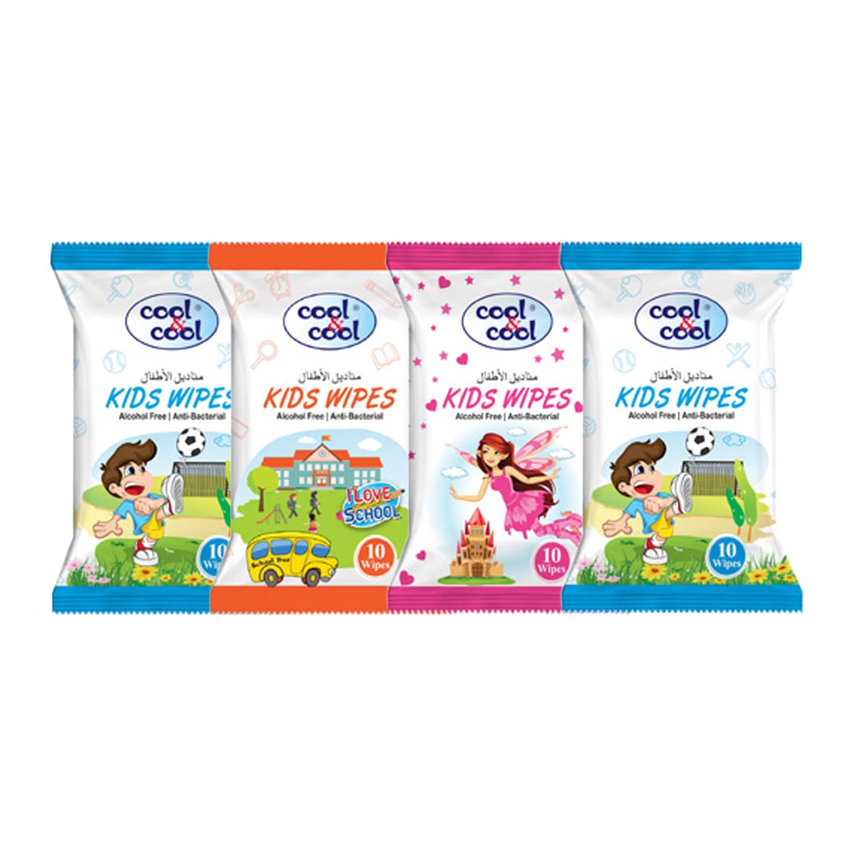 Cool & Cool Kids Wet Wipes Value Pack 4 x 10 Sheets