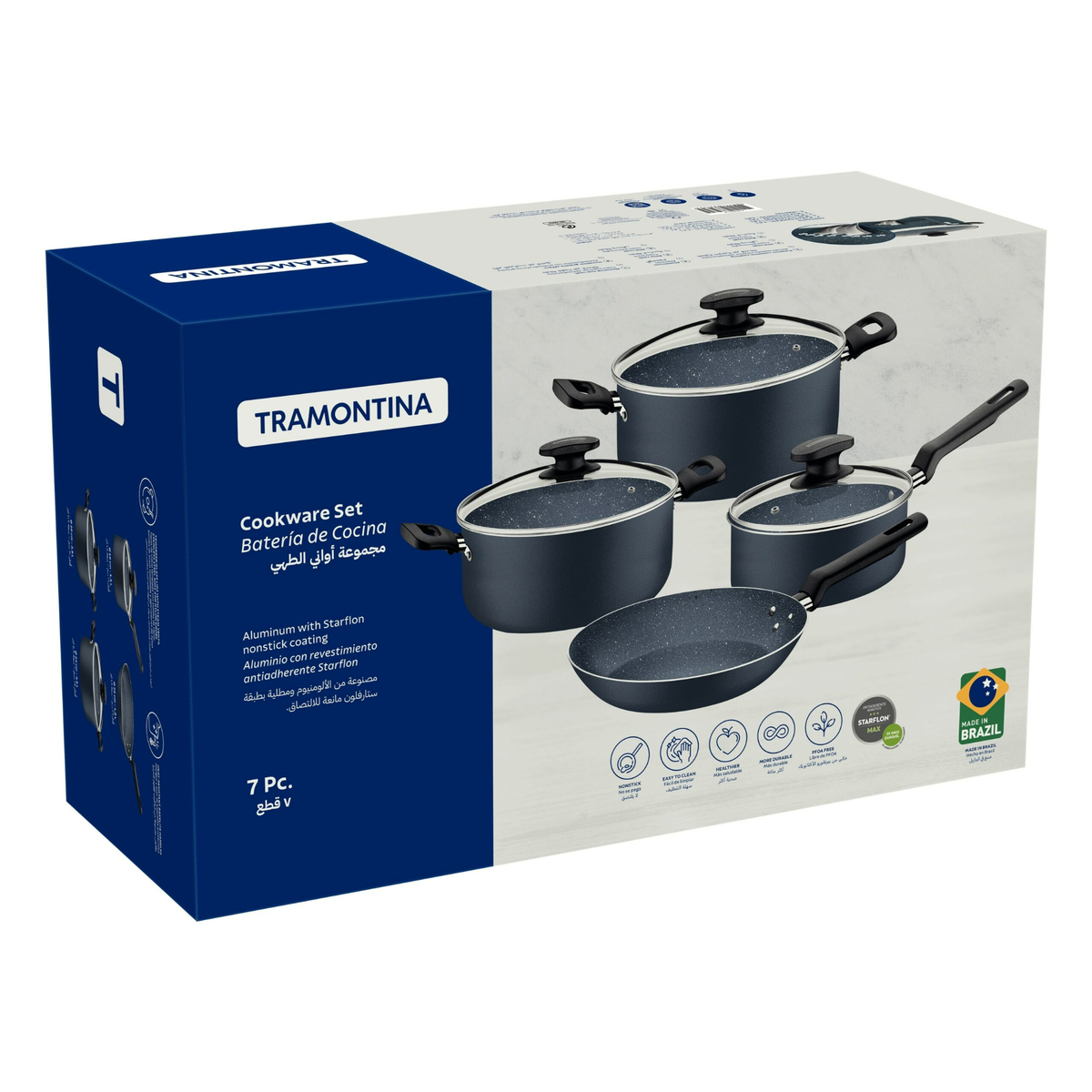 Tramontina Nonstick Starflon Max Cookware Set, 7 Pcs, Blue, 27899418