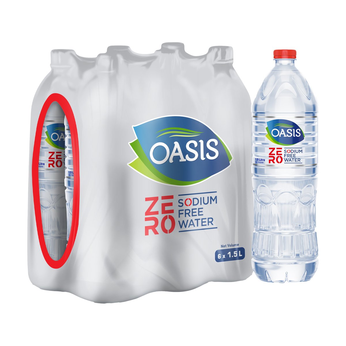 Oasis Zero Sodium Free Bottled Water 6 x 1.5 Litres