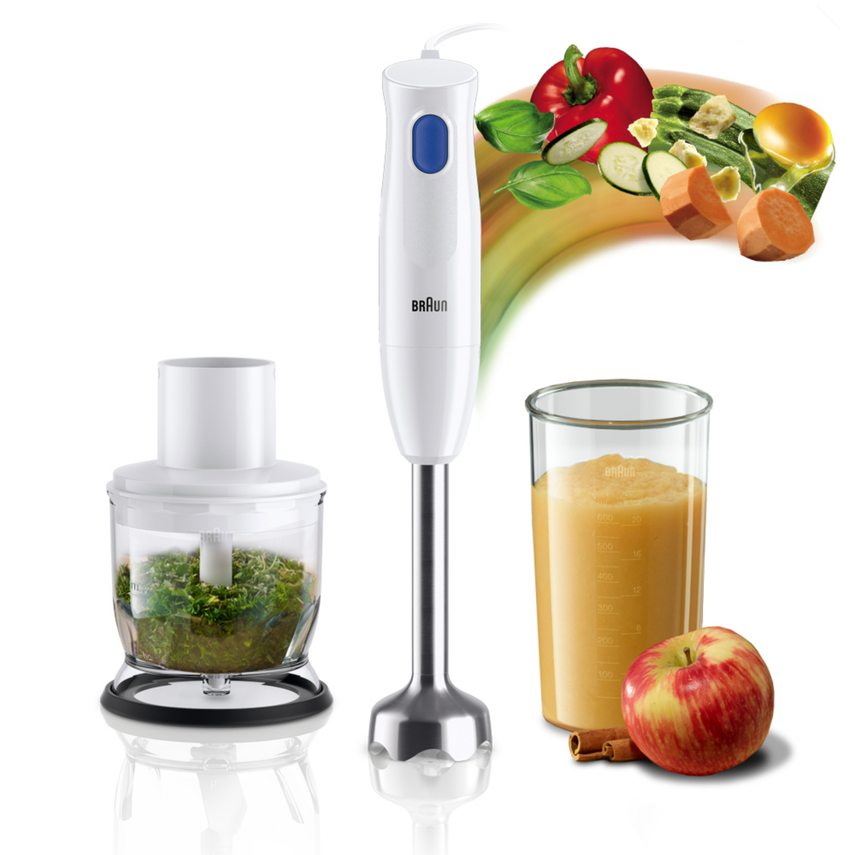 Braun Multi Quick Hand Blender, 450W, White, MQ10.201M