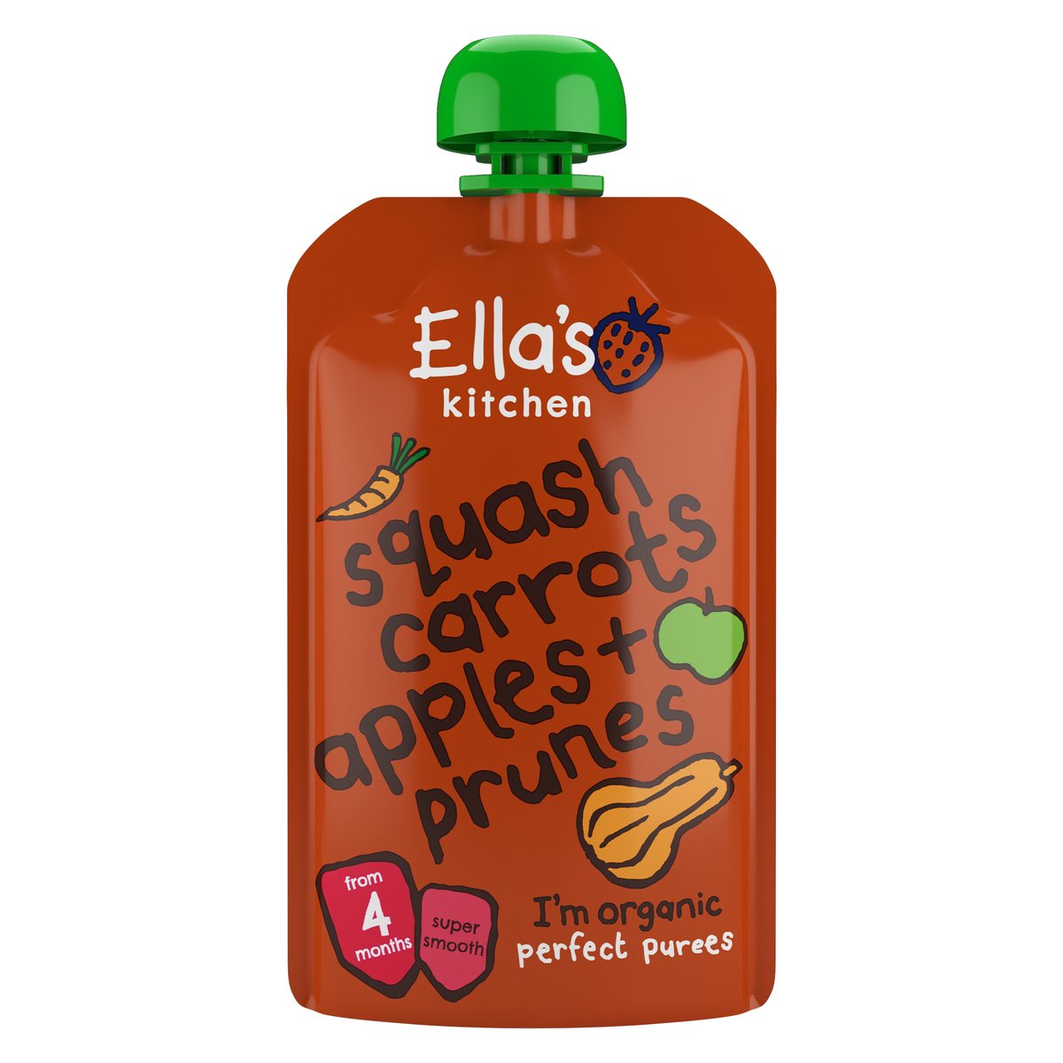 Ella's Kitchen Organic Squash Carrots Apples + Prunes Baby Food 120 g