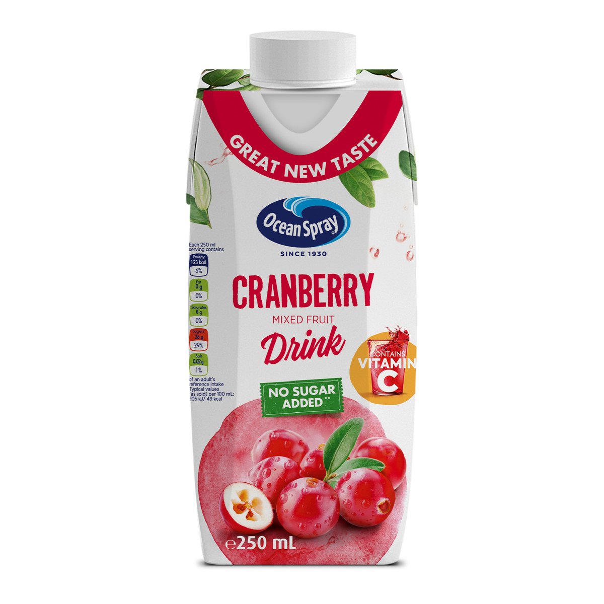 Ocean Spray Cranberry Mixed Fruit Drink No Added Sugar 6 x 250 ml