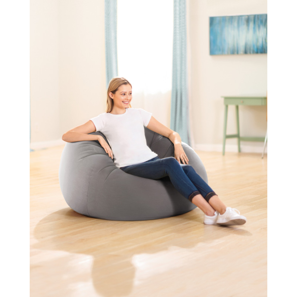 Intex Beanless Bag Inflatable Lounge Chair , Cloud Gray, 68579