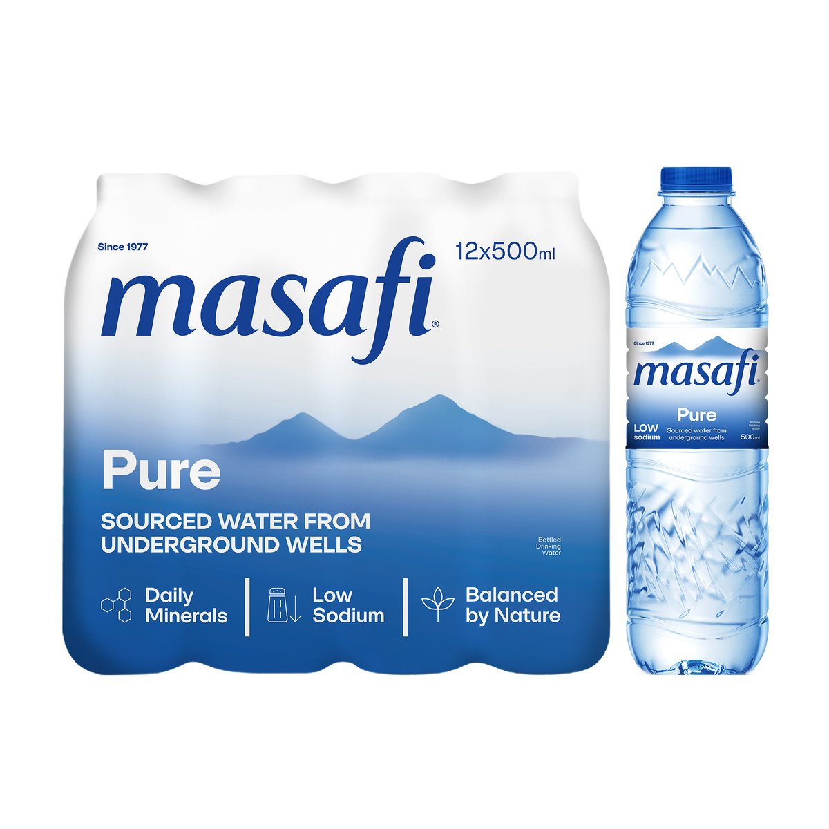 Masafi Pure Bottled Drinking Water 24 x 500 ml