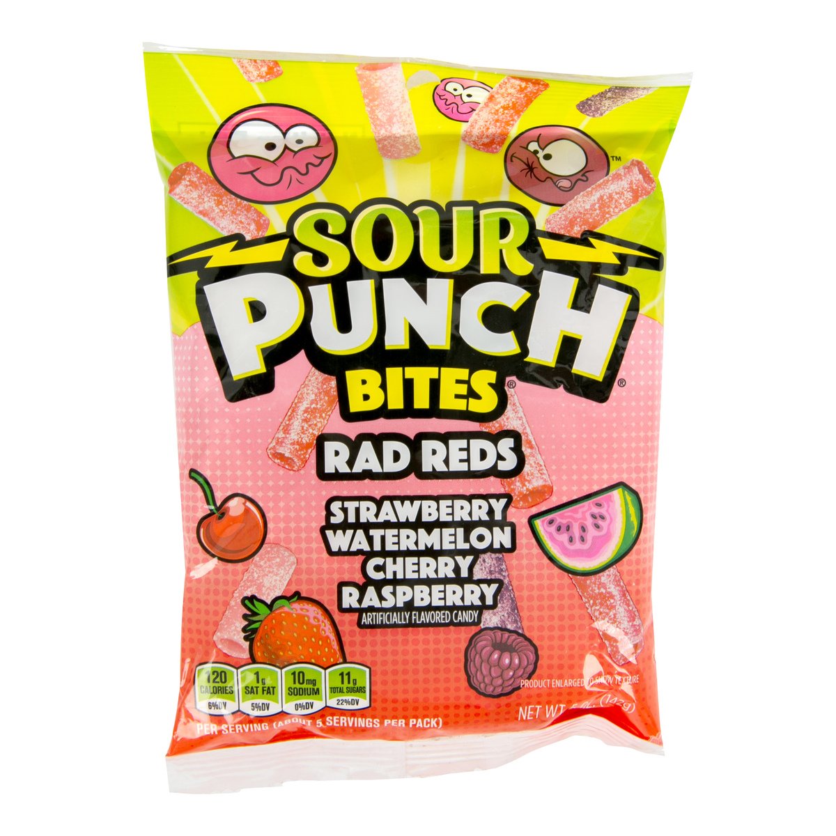 Sour Punch Bites Rad Reds Strawberry Watermelon Cherry Raspberry 142 g