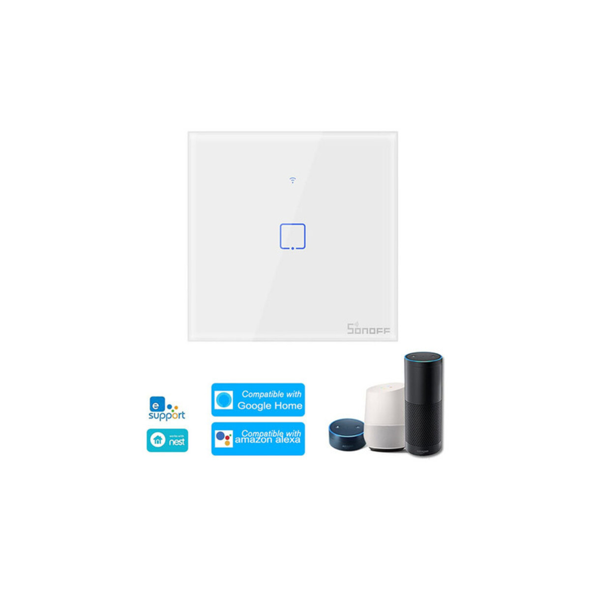 Sonoff 1 Gang Way Wi-fi Smart Wall Switch, White, T0uk1c-tx