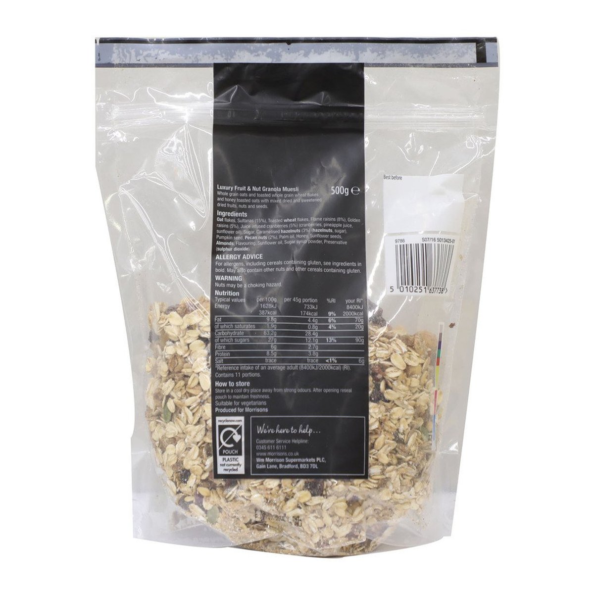 Morrisons The Best Fruit & Nut Granola Muesli 500 g