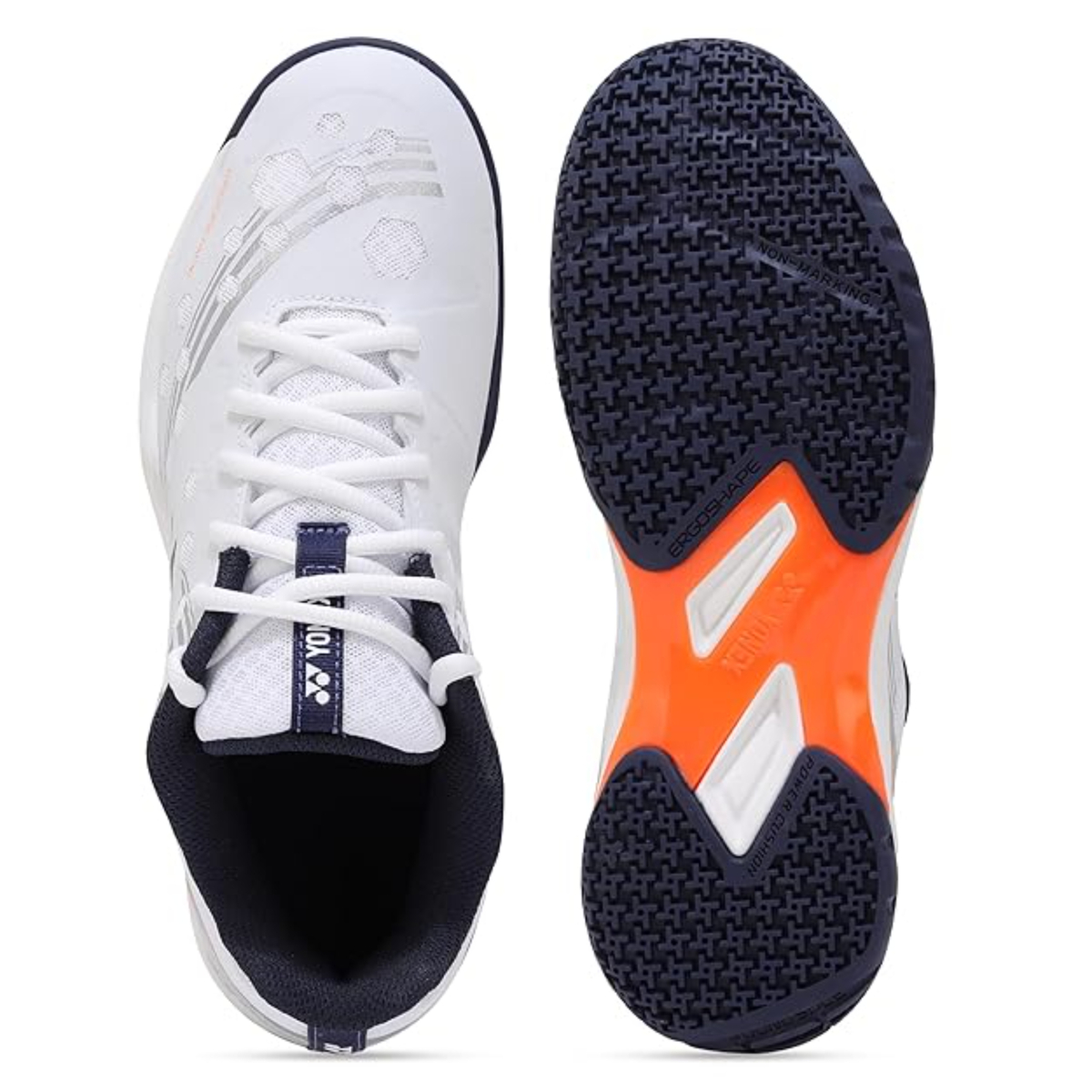 Yonex Power Cushion Strider Beat Badminton Shoes, SHBSB1EX, White/Orange, 45