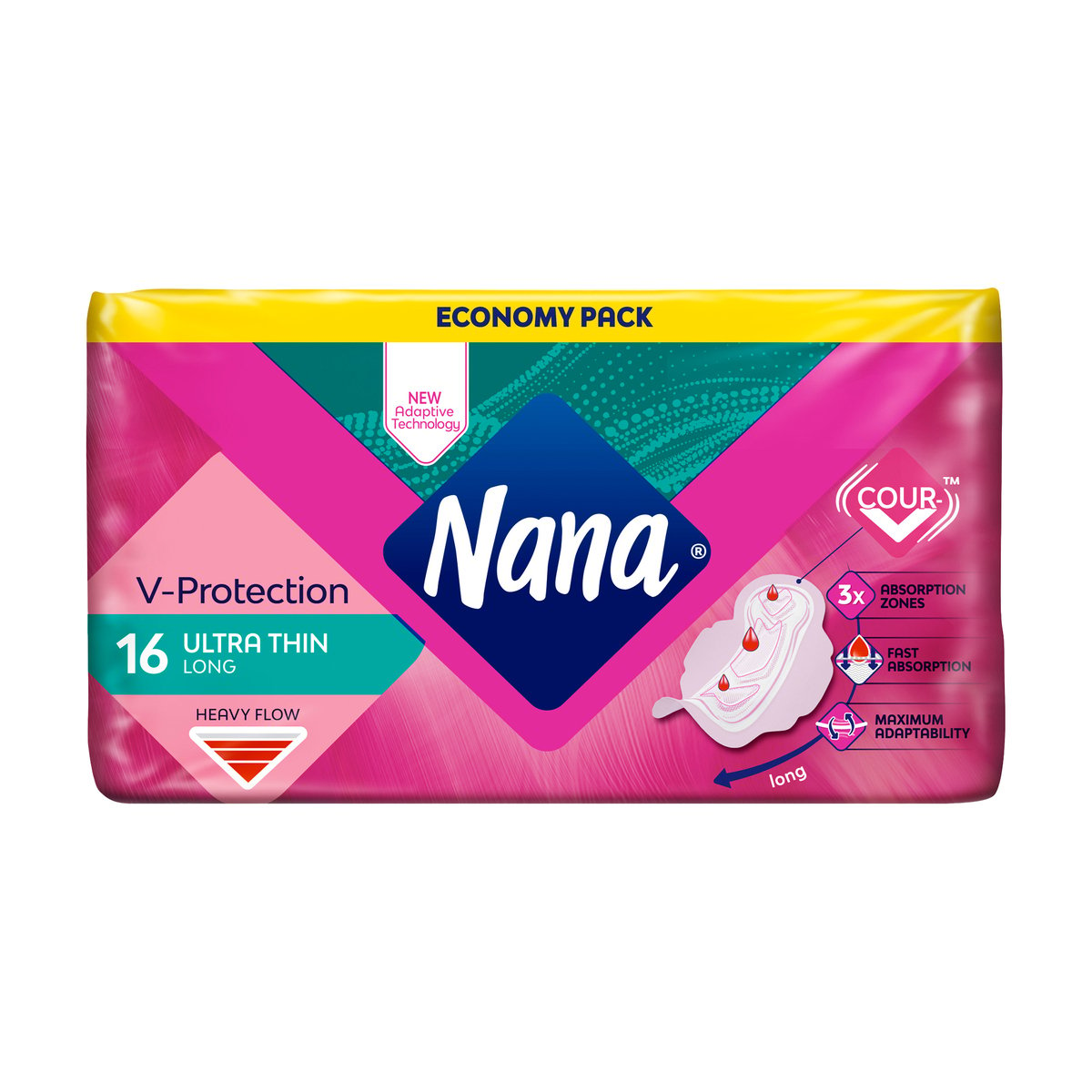 Nana V-Protection Ultra Thin Sanitary Pads Long with Wings For Heavy Flow Value Pack 16 pcs