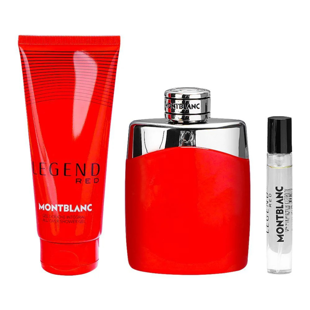 Mont Blanc Legend Red EDP 100ml + Mini Travel Spray EDP 7.5ml + Shower Gel 100ml (New Pack) Gift Set For Men