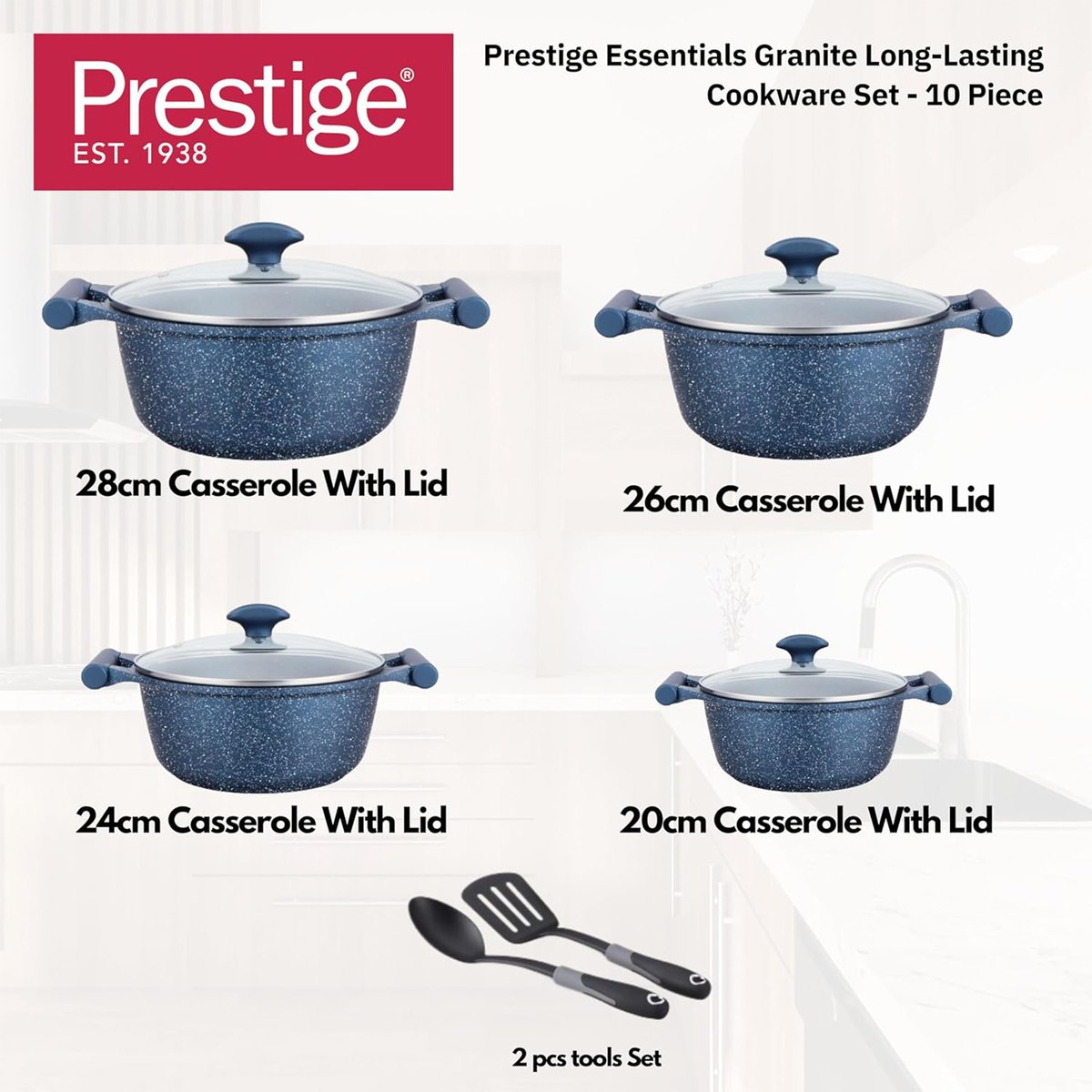 Prestige Granite Cookware Set 10 Pcs Blue PR80999