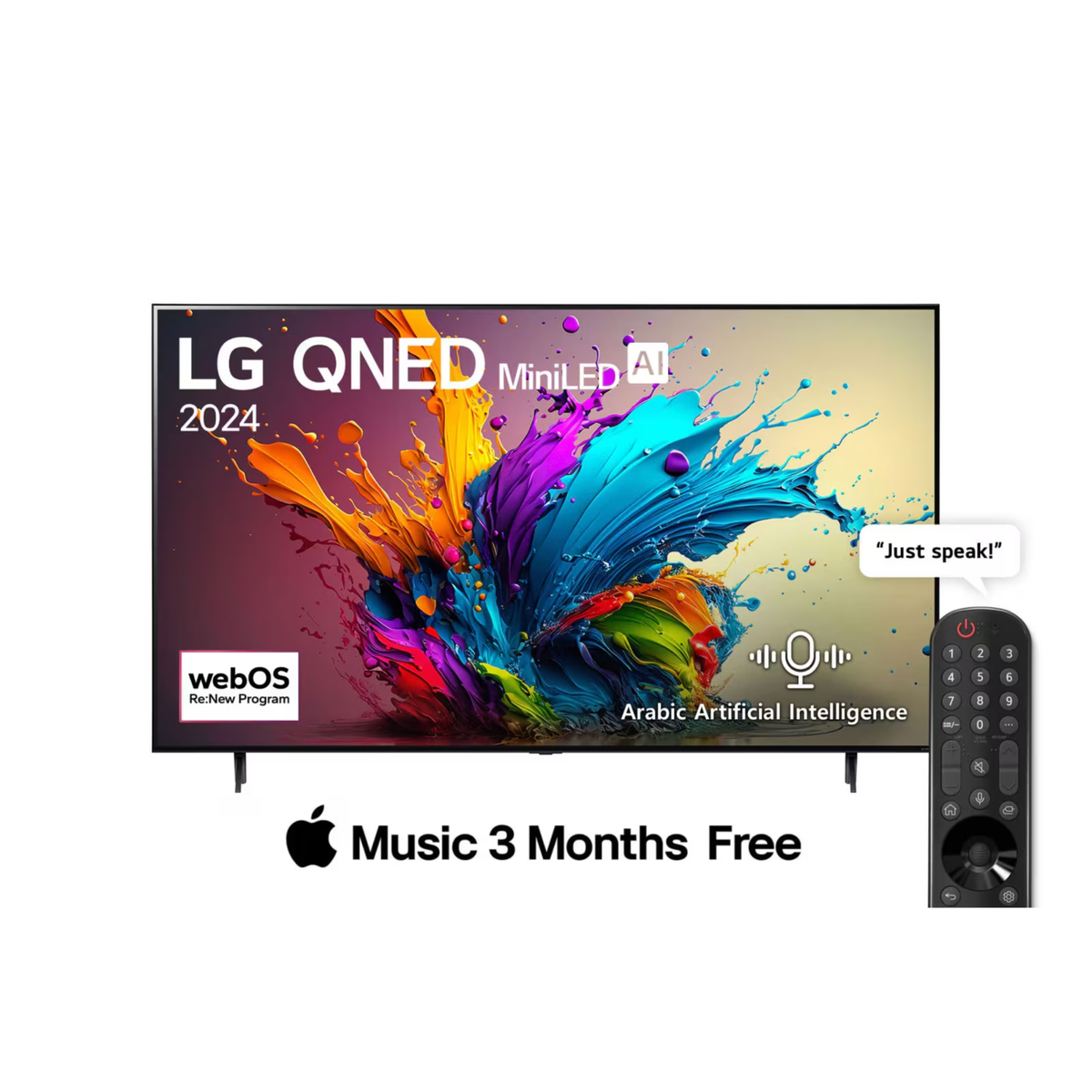 LG 75 Inch QNED MiniLED AI QNED90 4K Smart TV AI Magic remote HDR10 webOS24 75QNED90T6A, 2024