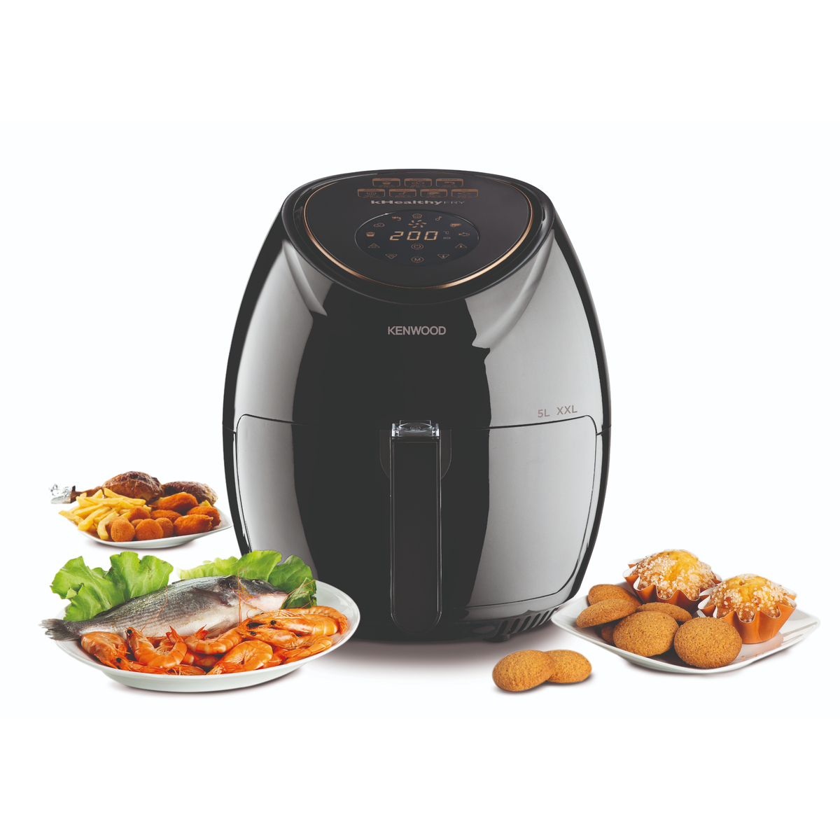 Kenwood Digital Air Fryer, 5L, 1500W, Black, HFP52.000BK