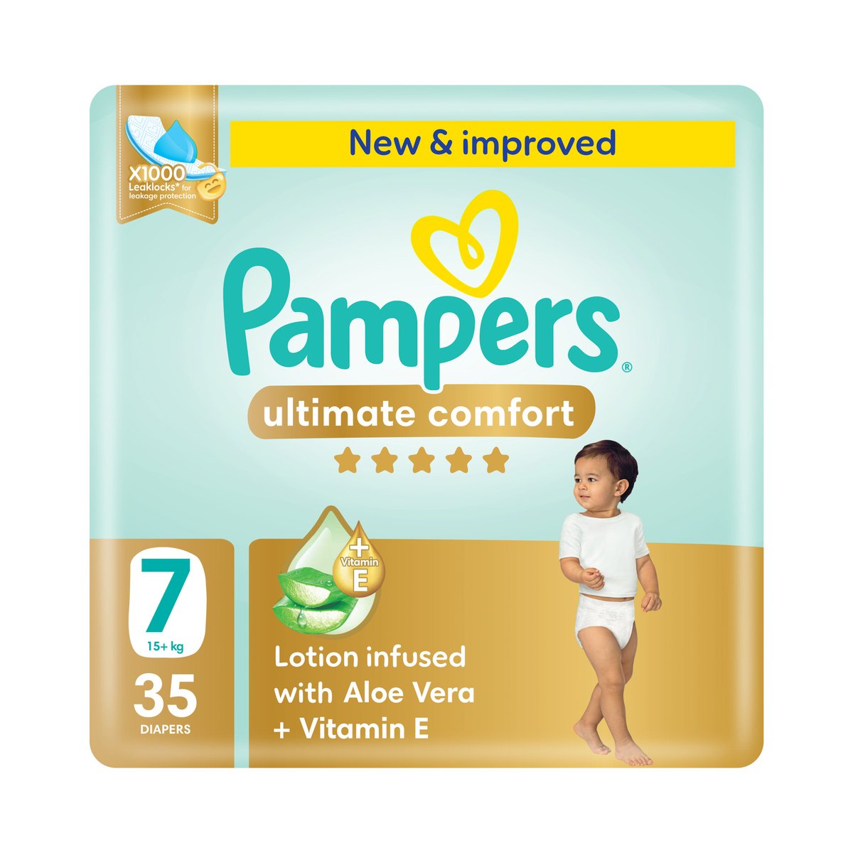 Pampers Ultimate Comfort Taped Diapers, Size 7, 15+kg, 35 pcs