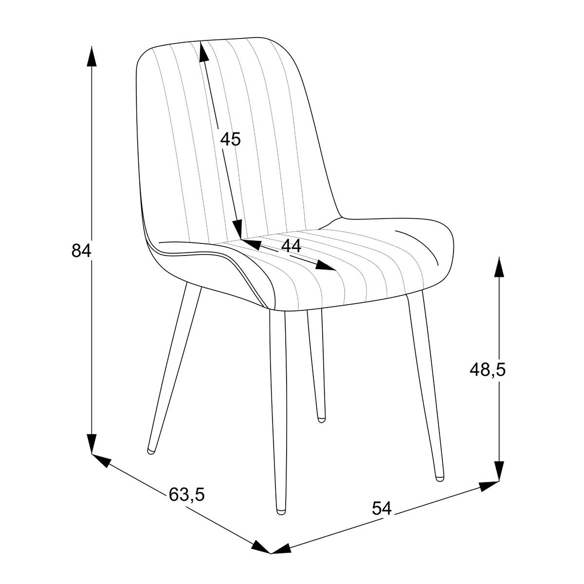 Home Canvas Versa Chair (Set of 2) Velvet Fabric - Leg Black Metal - Brown TC08AN006S1