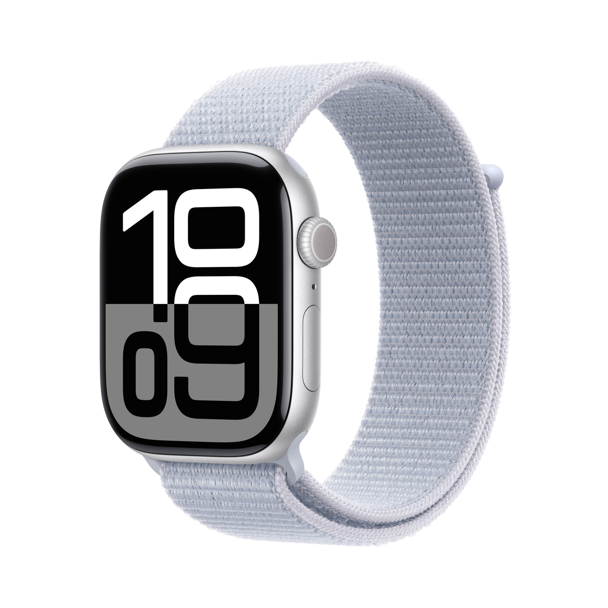 Apple Watch Series 10 GPS, 42mm Silver Aluminium Case with Blue Cloud Sport Loop, MWWD3QA/A