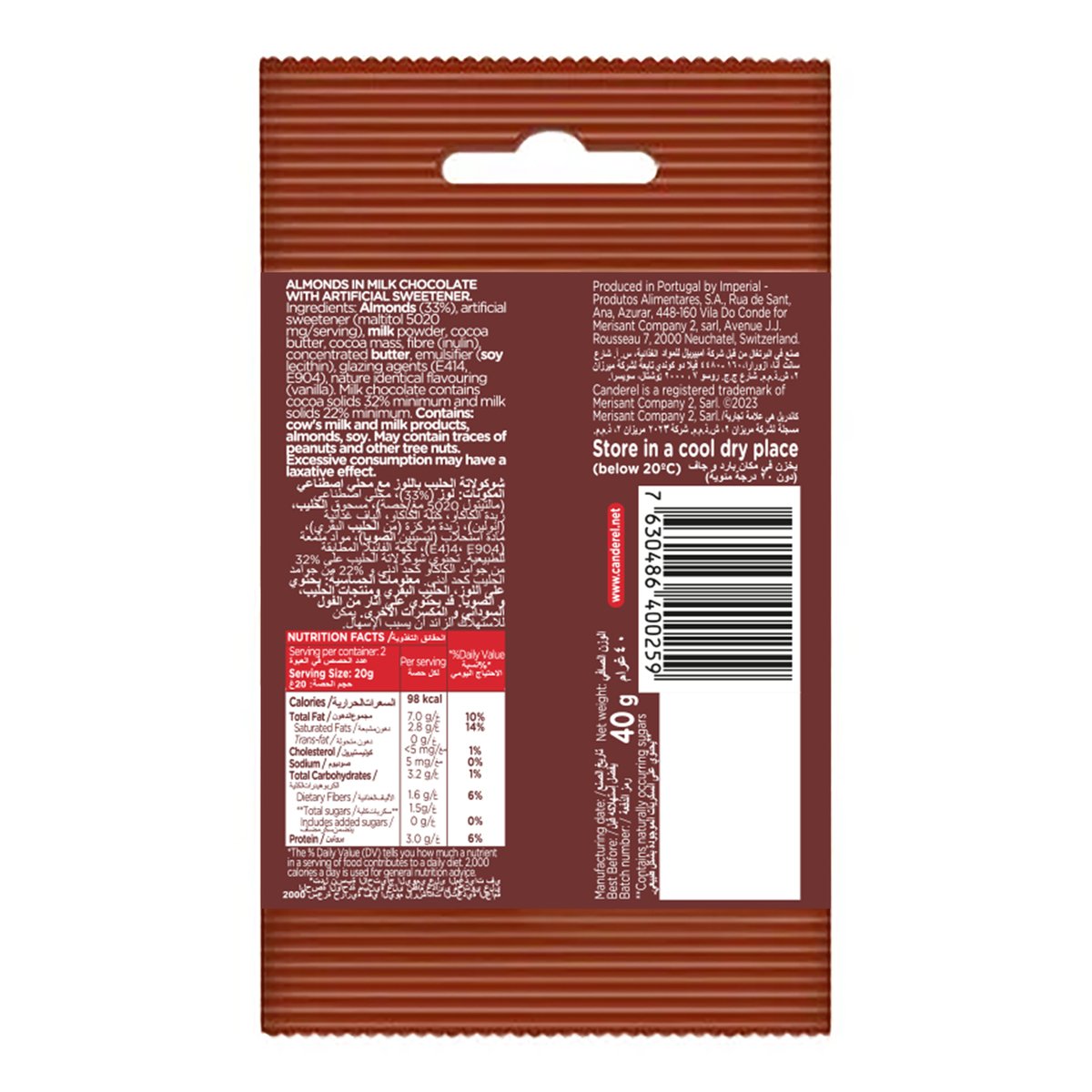 Canderel 0% Added Sugar Choco Almonds 40 g