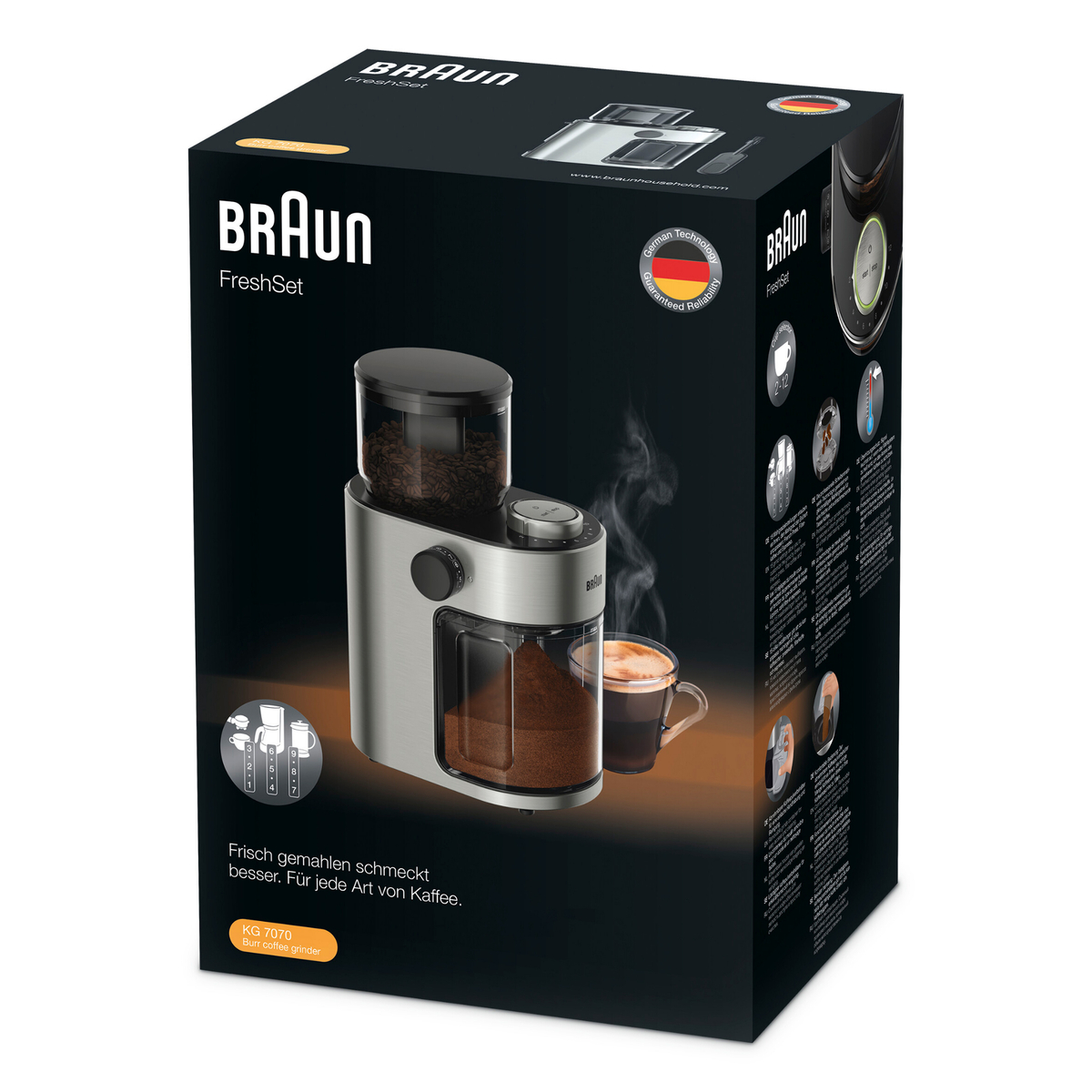 Braun Coffee Grinder, 110W, Stainless Steel, KG7070