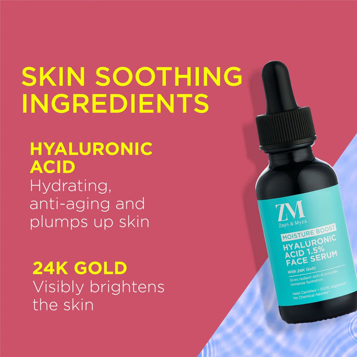 Zayn & Myza Hyaluronic Acid 1.5 % with 24 k Gold Face Serum, 30 ml