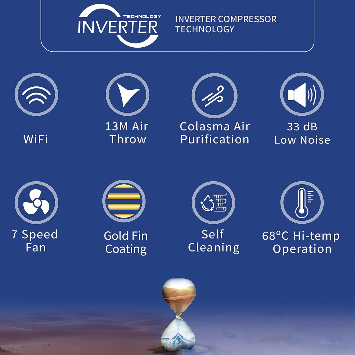 Gree Split Air Conditioner with Inverter Compressor, 3 Ton, White, iSAVE PLUS-36C3