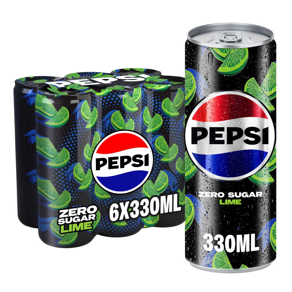 Pepsi Zero Lime Can Cola Beverage 6 x 330 ml