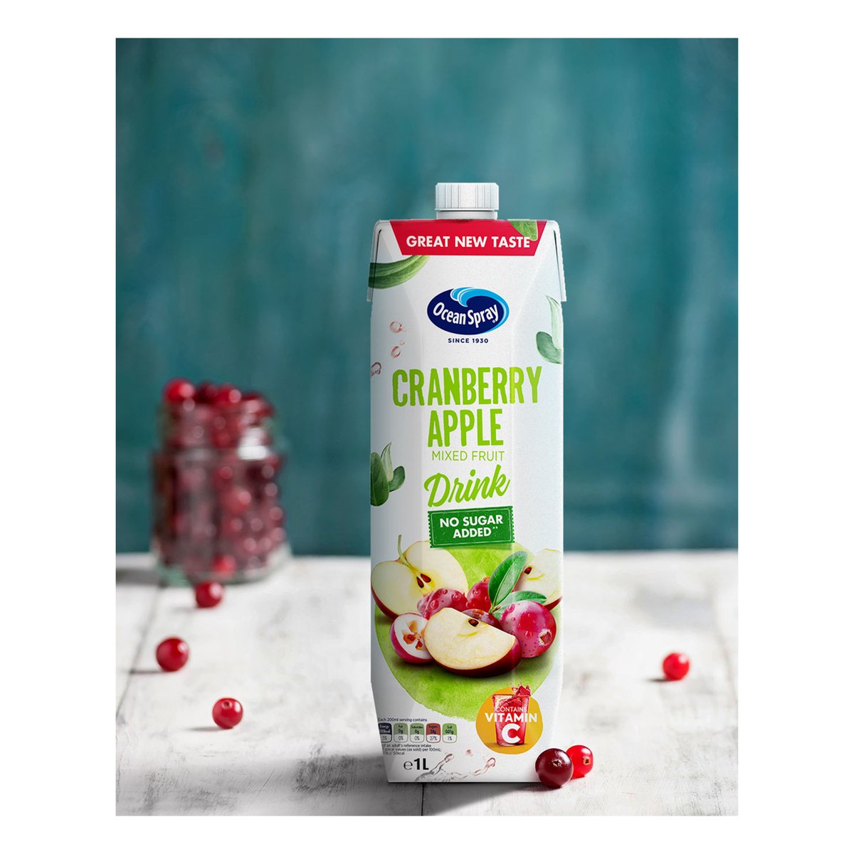 Ocean Spray Cranberry Apple Mixed Fruit Drink No Added Sugar 1 Litre