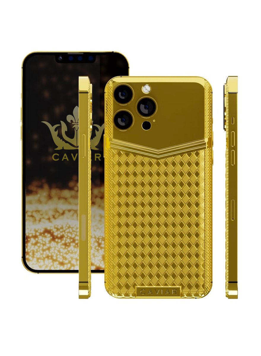 Caviar Luxury 24k Gold Customized Iphone 14 Pro 128 Gb Max Limited Edition Rhombus