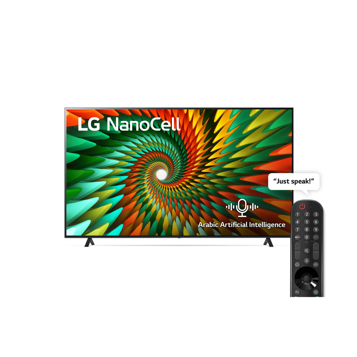 إل جي تلفزيون ذكي 55 بوصة نانو 77 سيريز 4K نانو سيل باللون الأسود مع تقنية HDR و webOS وجهاز التحكم عن بعد السحري 55NANO776RA