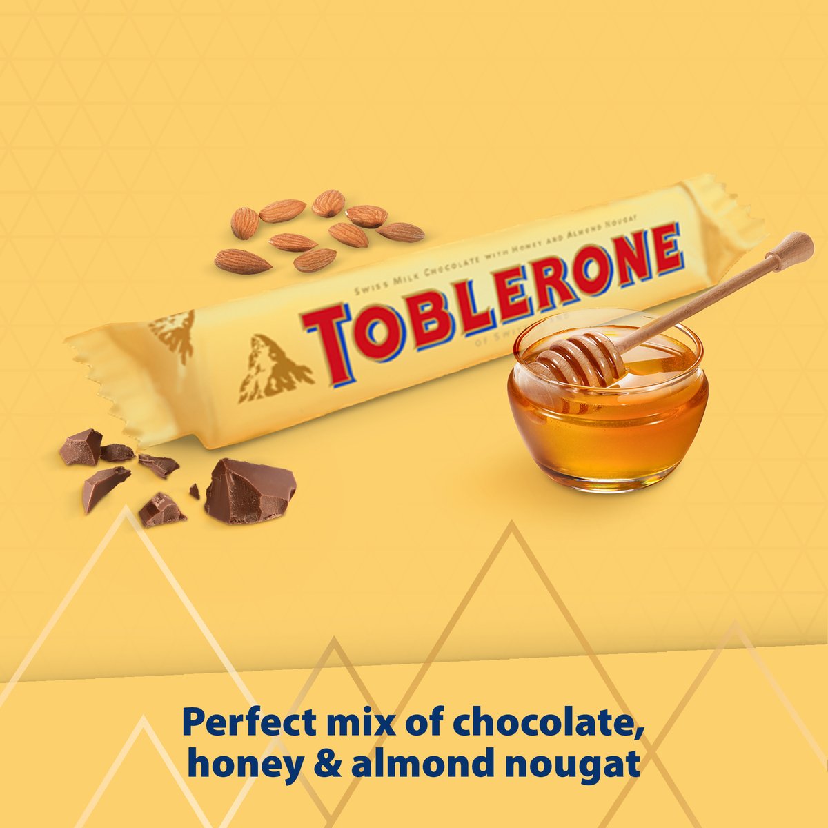 Toblerone Swiss Milk Chocolate Bar with Honey and Almond Nougat 50 g