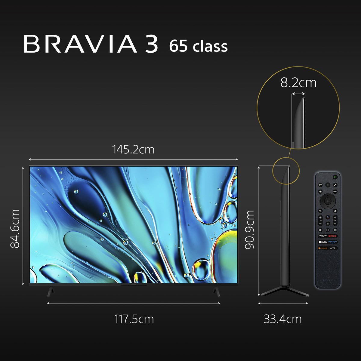 Sony Bravia 3 65 Inch 4K HDR Smart TV (Google TV) with Dolby Vision Atmos, K-65S30 - 2024 Model